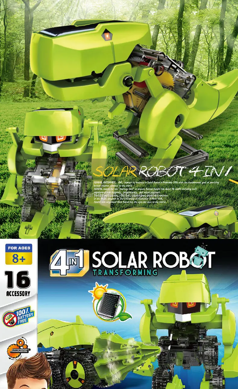 Dinosaur Robot DIY Intelligent Toy 4 In 1 Solar Powered Hot A7N6 Set Sale I0U3 
