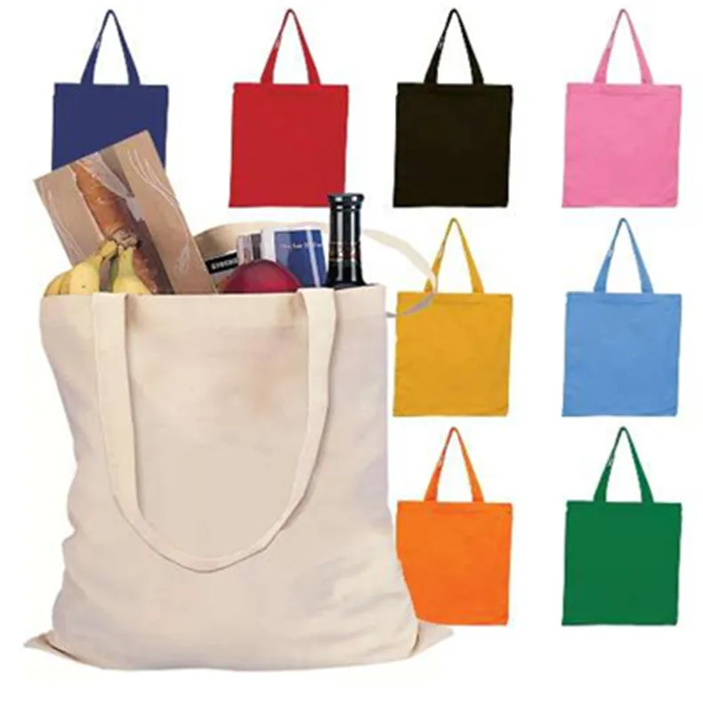 

eco friendly cotton canvas foldable tote grocery custom with logos reusable shopping bags, Customized color