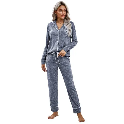

2021 High Quality Long Sleeve Women's 2 Pcs Set Pajama home wear set for woman