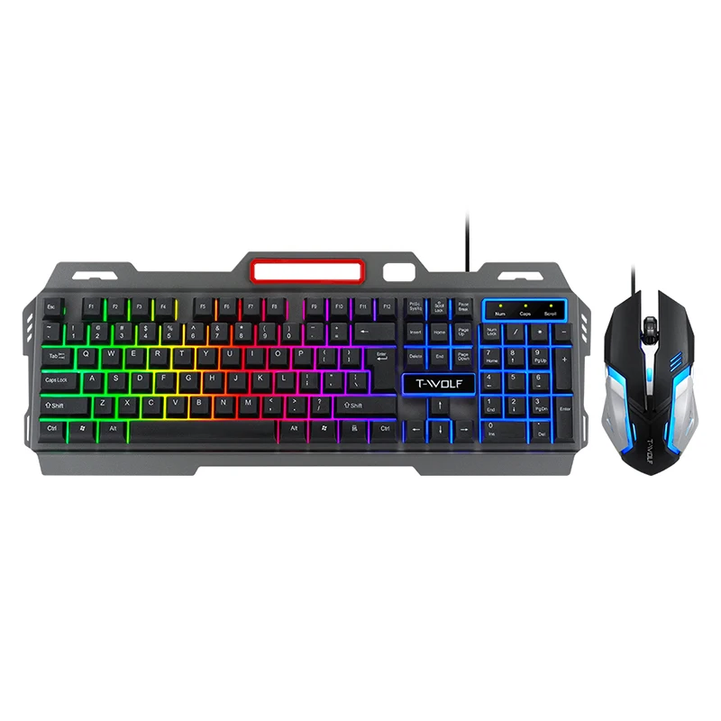 

OEM Custom 2 in 1 Mechanical Feeling Gaming Usb Wired Keyboard and mouse Gaming Keyboard Mouse Combos RGB Rainbow Backlit