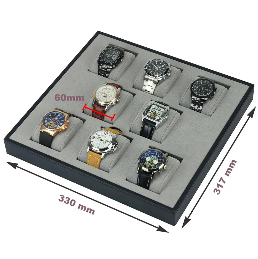 Dongguan New Style Leather 8 Watches Tray Custom Desk Organizer For