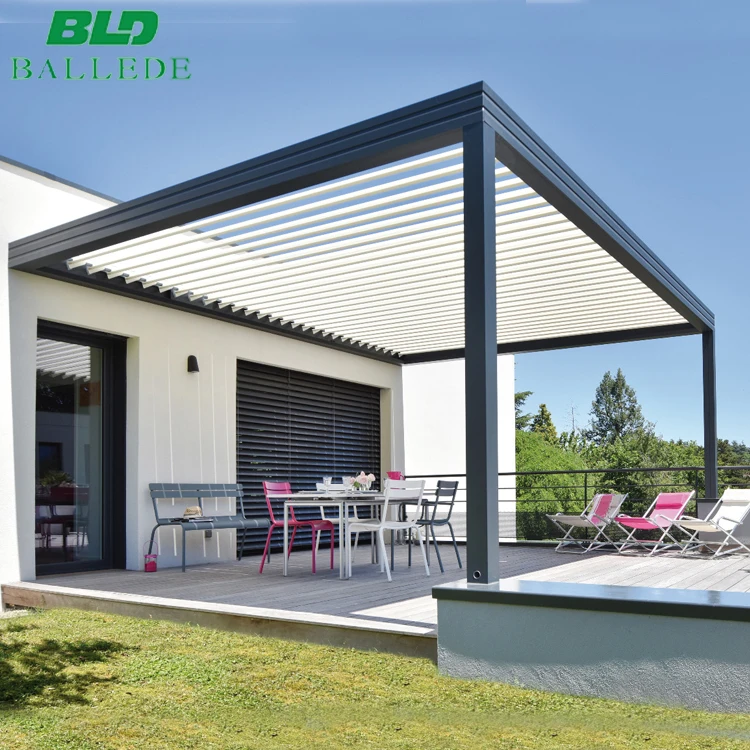 

Outdoor restaurant aluminum gazebo opening roof adjustable louvered roof pergola patio cover, Refer to ral colors swatch or customized colors available