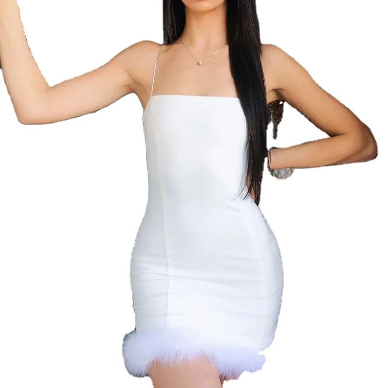

Summer Sexy Pure Color Slip womens casual dresses Fashion Club Sleeveless Dress Midi Dress For Women 2021
