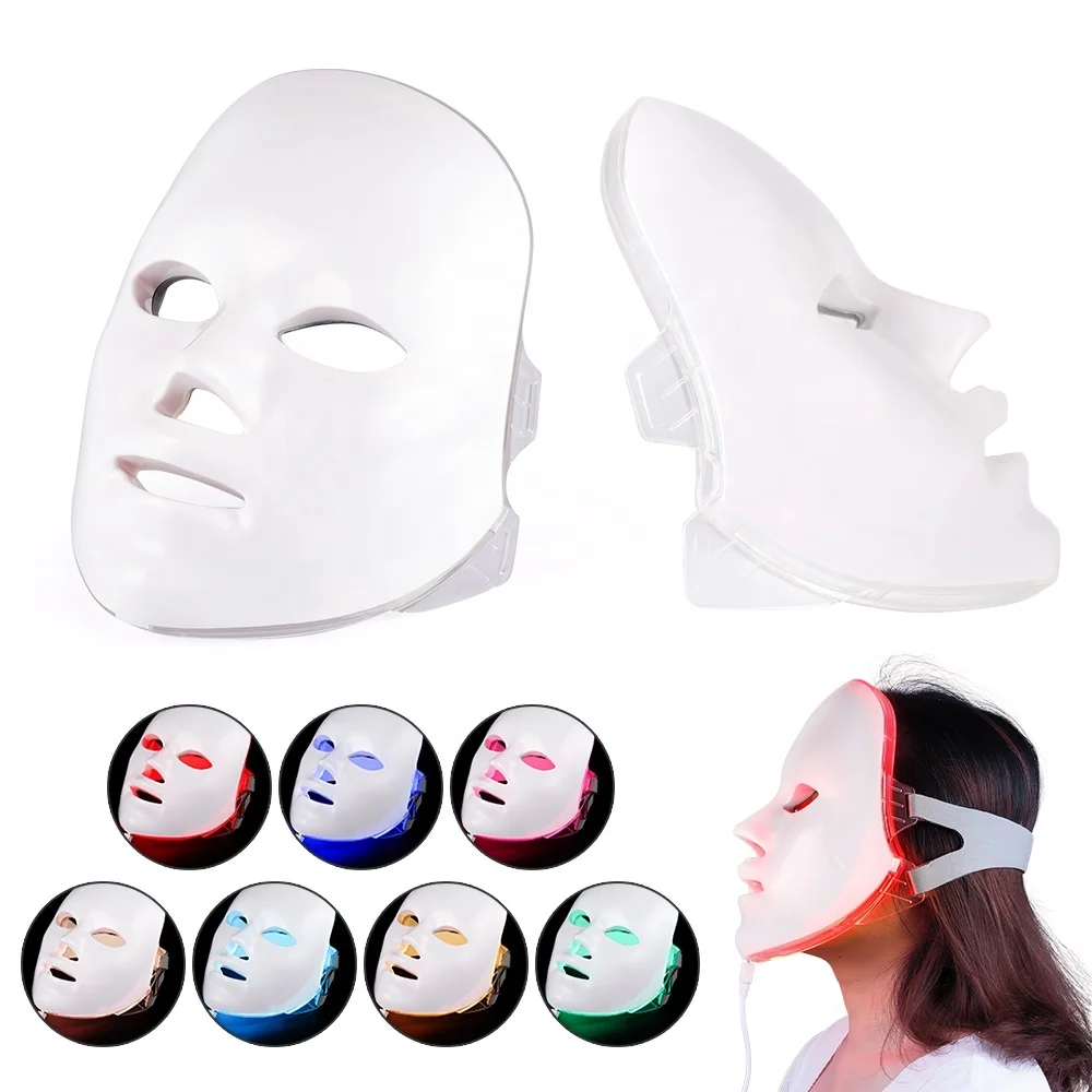 

Brightening Skin Shrink Pores Anti Wrinkle Whitening Therapy Machine Home Use Face Beauty 7 Color Led Light Mask, White,gold