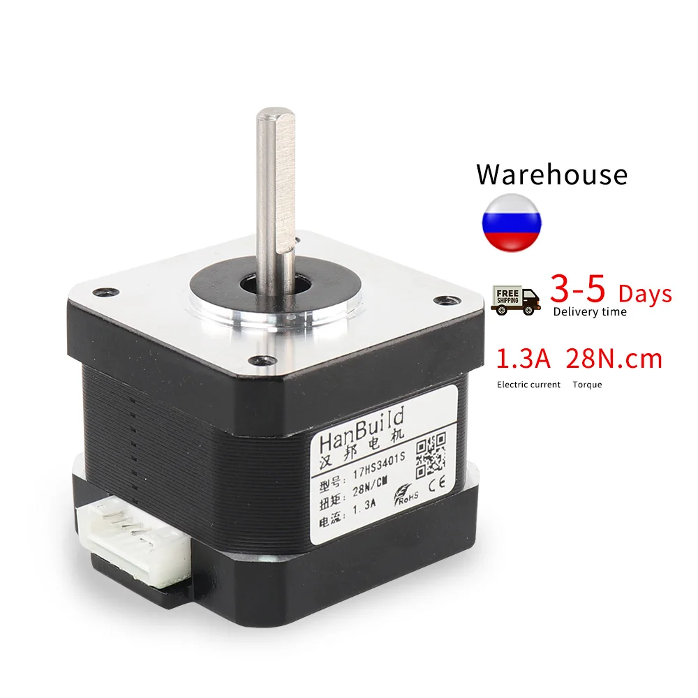 

HanBuild 42 stepper Motor 17hs3401S 1.3A 28N.CM high torqStep Angle 1.8 Degree for 3D printer accessories nema17 stepper motor