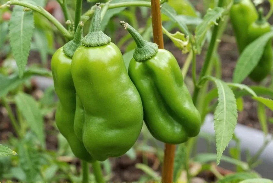 Close-up of paprika pepper seeds on soil with germination guide