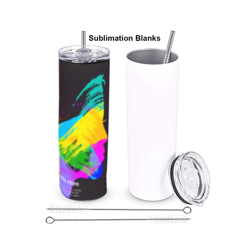 

Wide Mouth 20oz Skinny Striaght Stainless Steel White Coated Subimation Blanks Tumblers 20 Oz Cups With Lid, White tumbler for sublimation