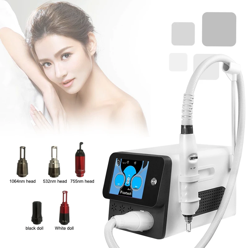 

portable pico laser 755nm 532nm 1064nm qswitch nd yag picosecond carbon peel pico tech laser tattoo removal machine