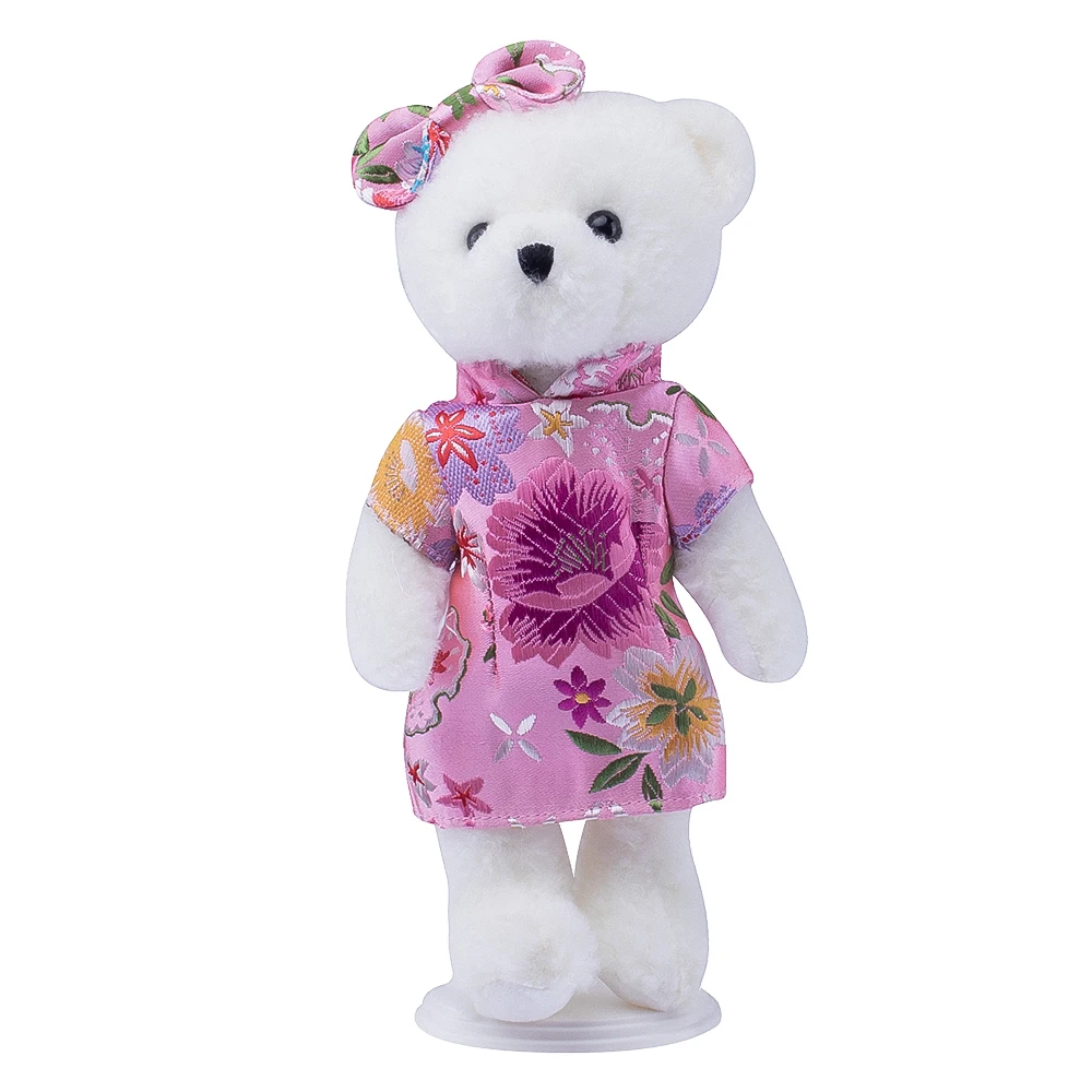 customized plush toy for more than 3 years old animal toy plush bear with cheongsam
