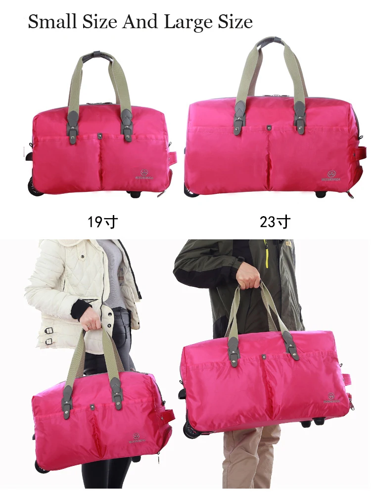 Latest carry-on duffle trolley bag folding travel bags luggage rolling wheels for men and women 