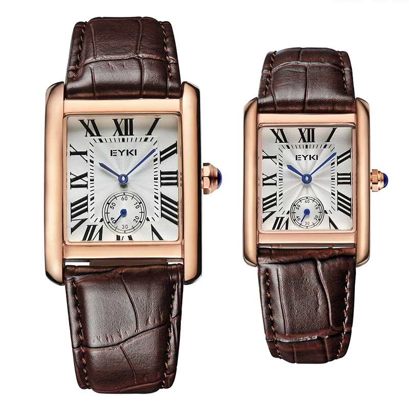 

Square Case Genuine Leather Strap Waterproof EYKI Fashion square face leather watch