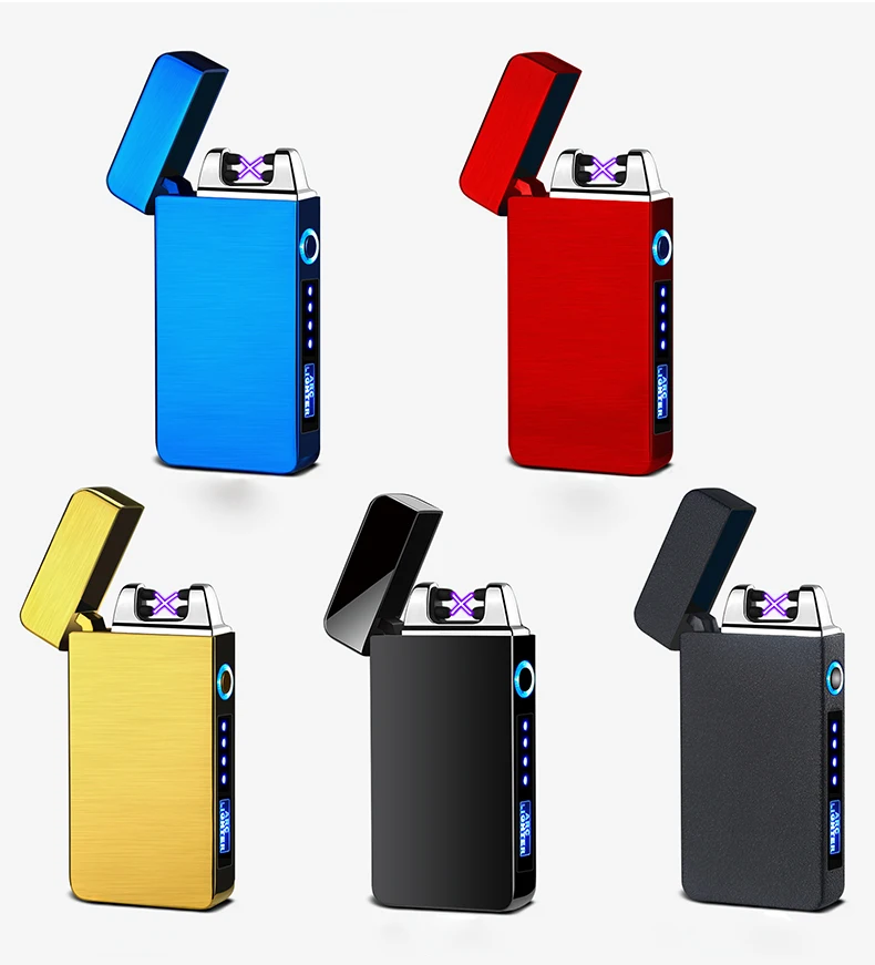 

FR-610 Dual Arc Flameless lighter Electric Cigarette Plasma Lighter for Smoking USB Electric Recharger, Gold , silver, black , blue , rainbow and etc