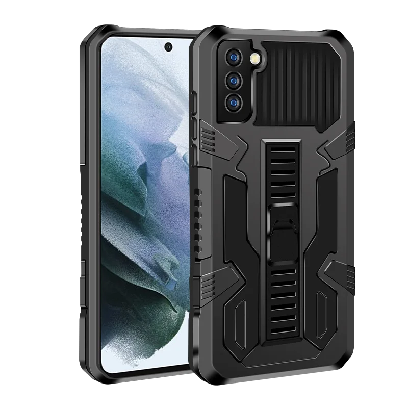 

Dual Layer Non-slip Folding Bracket Grip Hold Anti Fall PC+TPU Armor Shockproof Phone Case For Samsung Galaxy S21 Plus FE Case