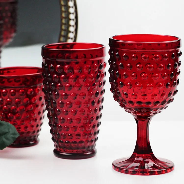 

2021 new design glass cup sets wine goblet christmas red wine glass christmas green wine glass vintage drinking glasses
