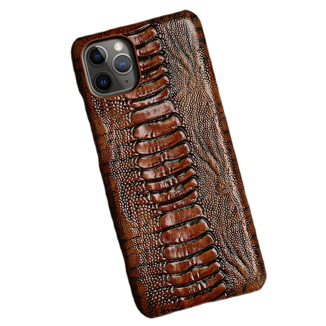 

New high quality customizable for iPhone12 cowhide ostrich foot leather phone case, Multicolor