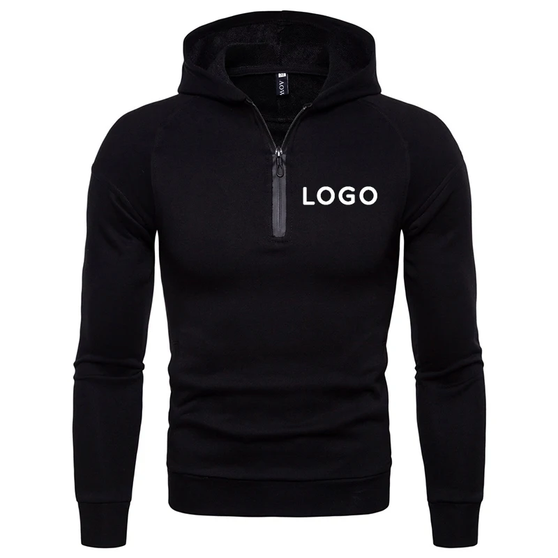 

In-stock 1/4 zip up hoodie french terry embroidery logo sweatshirt pullover men hoodie custom logo