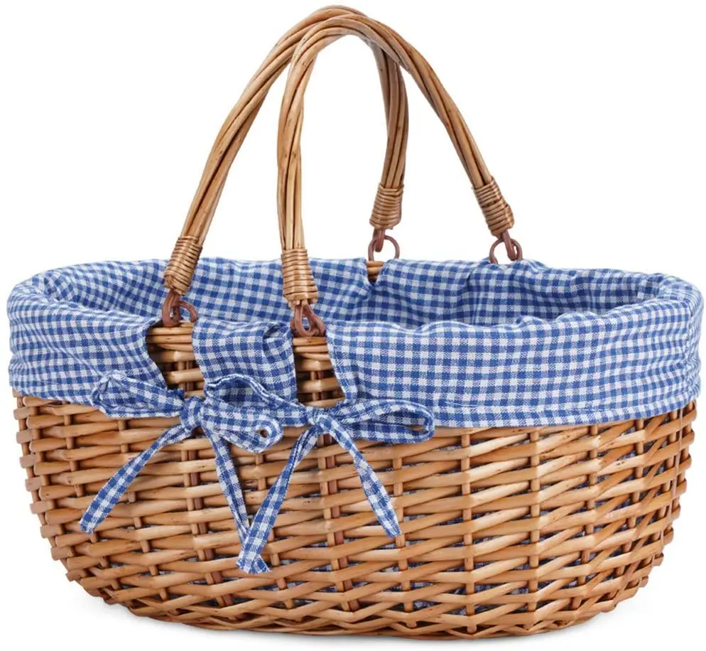 

Picnic Basket and Handle Sturdy Woven Body with Washable Lining, Rattan