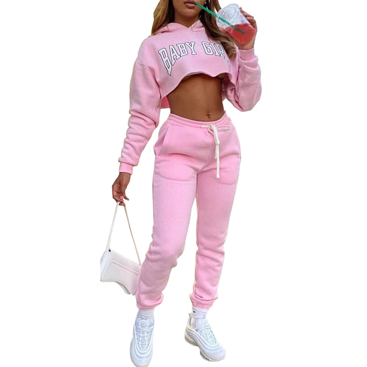 

2019 Female Apparel Print Long Sleeve Crop Top And Pants Office Outfits