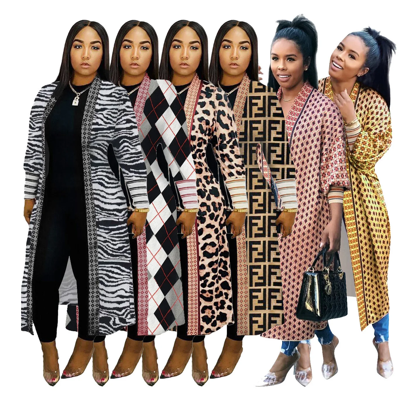 

Amazon Hot Selling Winter Women's Coat Fashion Threaded Sleeve Custom Cardigan Jacket Long Coat