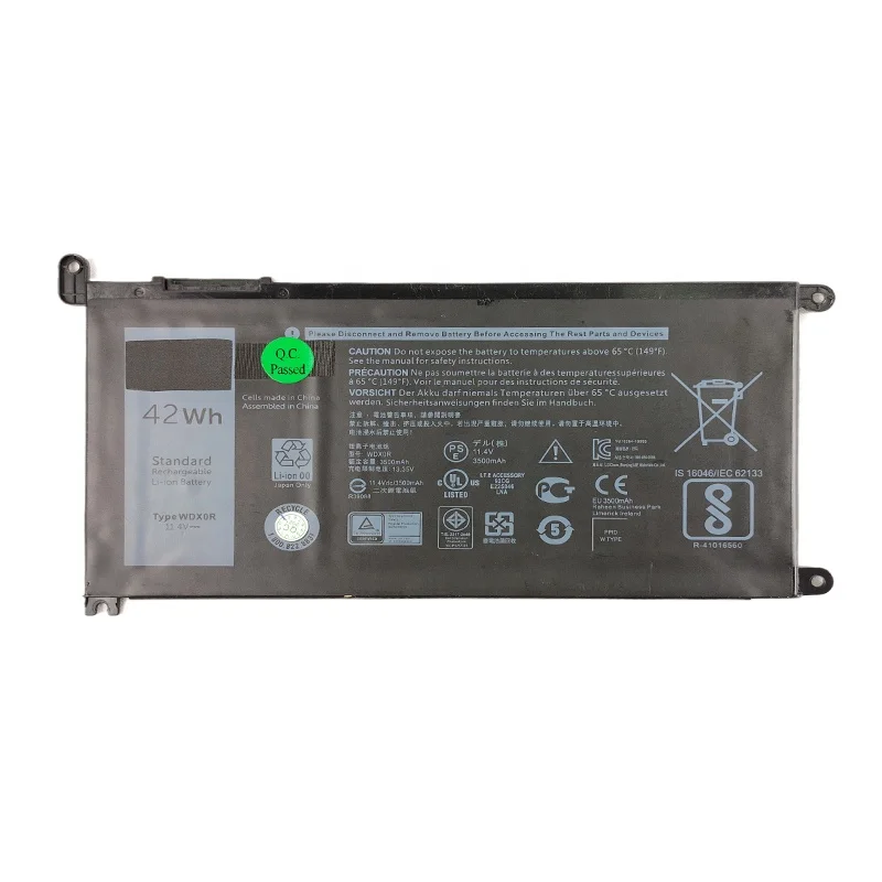 

11.4V 42Wh lithium WDX0R Burning 7000 3CRH3 P69G001 T2JX4 C4HCW 0C4HCW FC92N For dell Laptop Battery Original