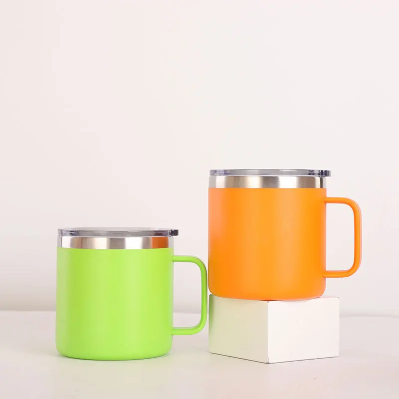 

Double wall 14OZ coffee mug stainless steel insulated mug with handle