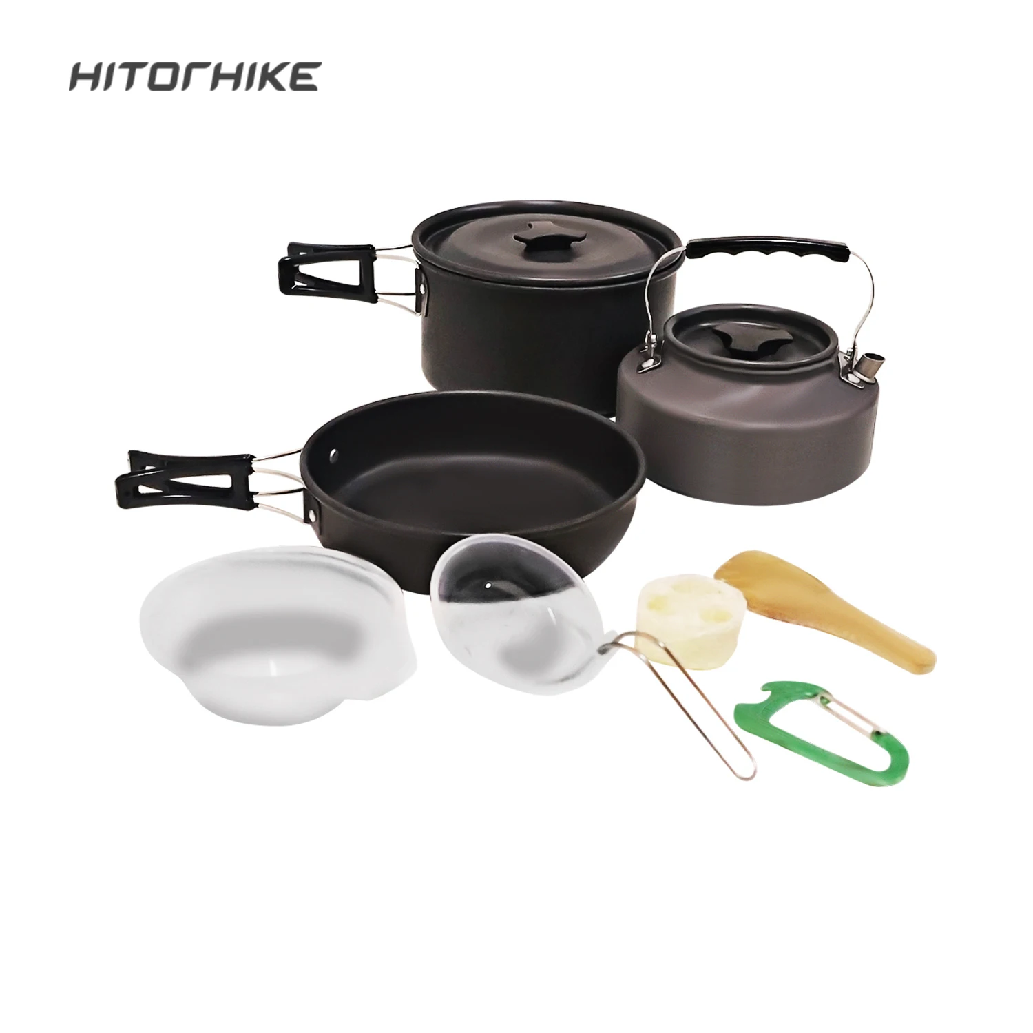 

Hitorhike outdoor camping tableware 1-2 person camping cookware 4 in 1 cooking set