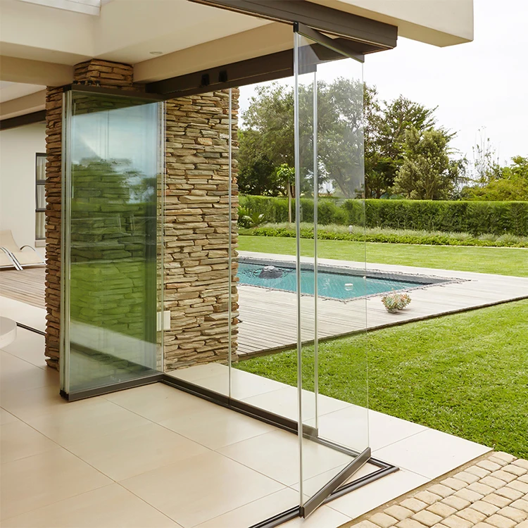 
Modern Interior Or Exterior s Bi Design Gate, Save Space Partition Frosted Frameless Tempered Glass Slid Ing Folding Door 