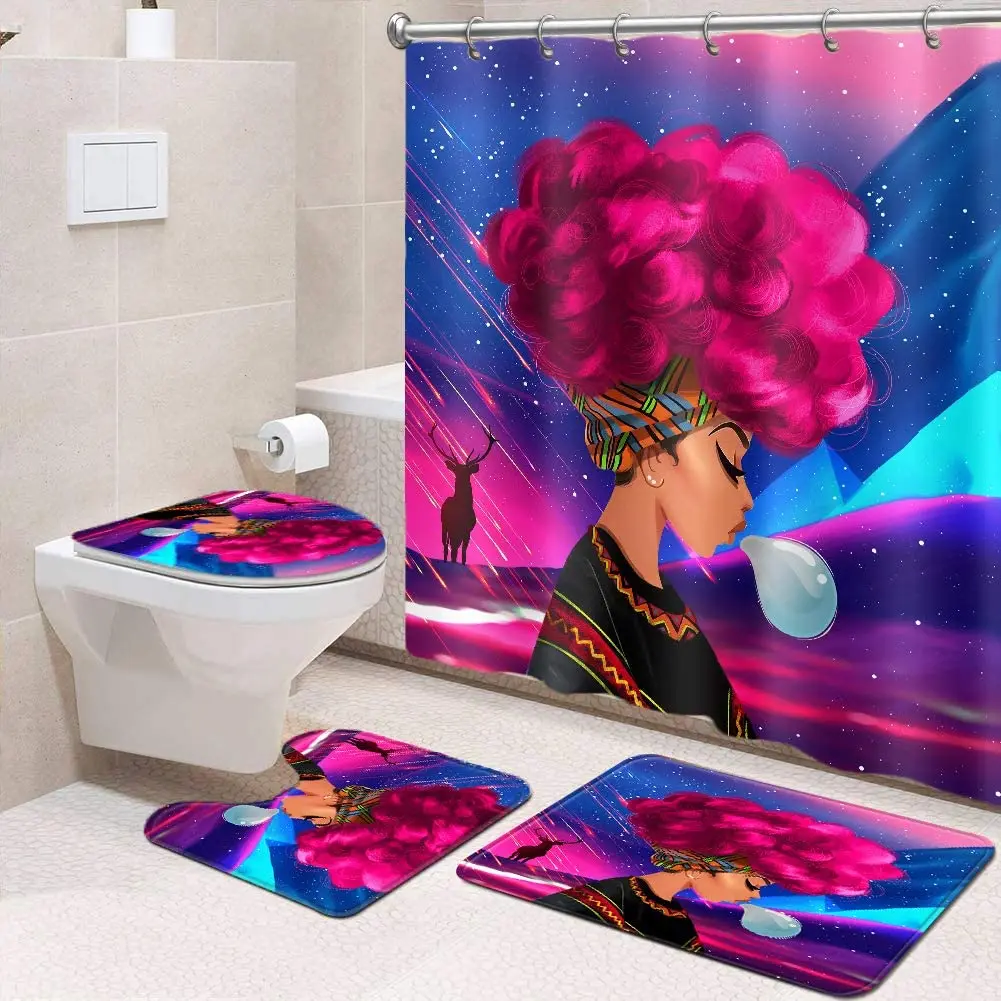 

Amazon hot african american christmas shower curtain sexy women bathmat and shower curtain, Printed