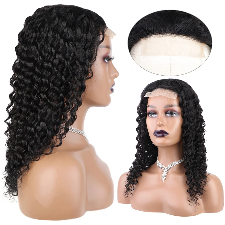 

Forcuteu Cheap Long Raw Virgin Swiss Transparent Lace Front Deep Wave Curly 4*4 Lace Closure Human Hair Wig For Black Woman