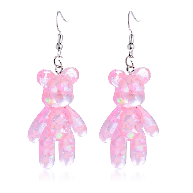 

Fashion HandCraft Bear Drop Earrings For Women Party Jewelry Korean Multicolor Crystal Acrylic Long Earring Pendant Accessories