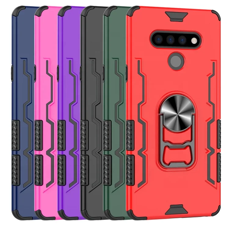 

New Design Unique TPU Carbon Fiber Hidden Anti-Shock Kickstand Phone Back Cover Case for LG Stylo 6 PC Bumper Case for LG K51, Multi colors