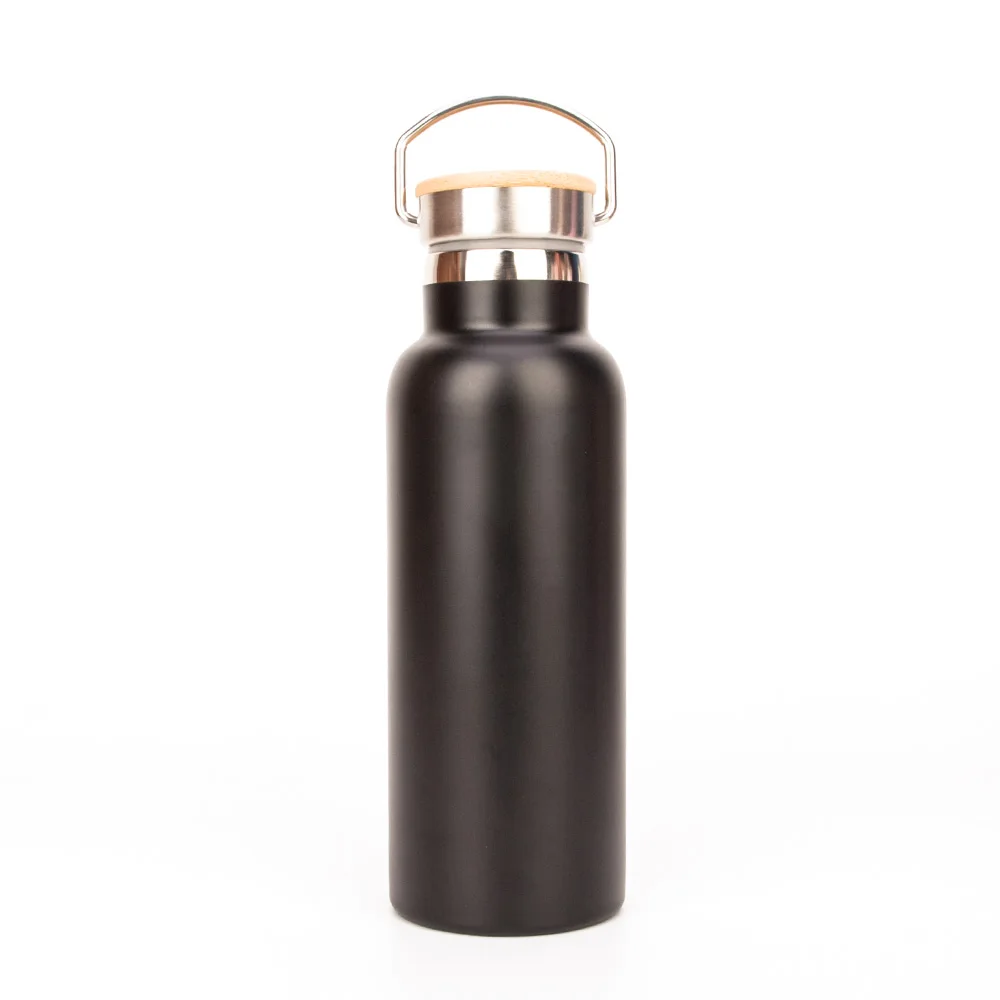 500ML keep hot and cold custom logo stainless steel bamboo water bottle lid