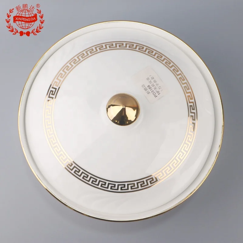 Hot Sale Super White Ceramic Gold Flower Rice Bowl With Lid Buy