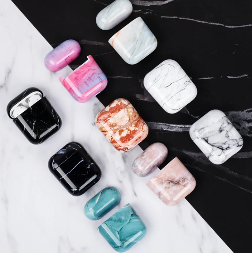 

Free Shipping Marble Stone Texture Earphone Case for Airpods 1 2 PC Hard Headset Shell Cover, Colorful