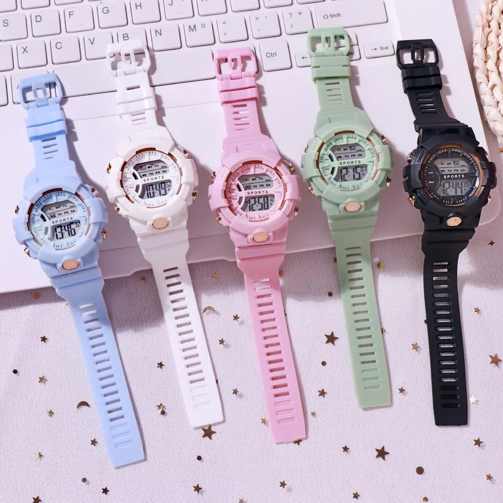 

Unisex Silicone Waterproof Sports Student Girls Kids Led Colourful Watches Electronic Digital Watch For Boys Relojes Digitales, 5 colors