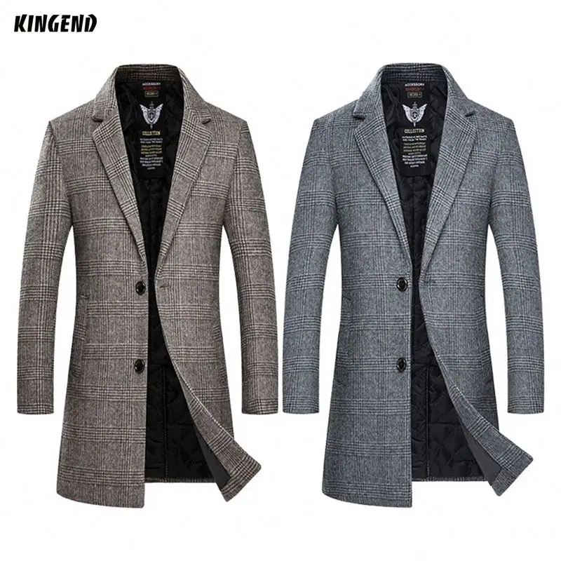 

KG2055 Latest Design Woolen Coat Slim Fit Single Long Breasted Winter Men's For Men, Camel/grey