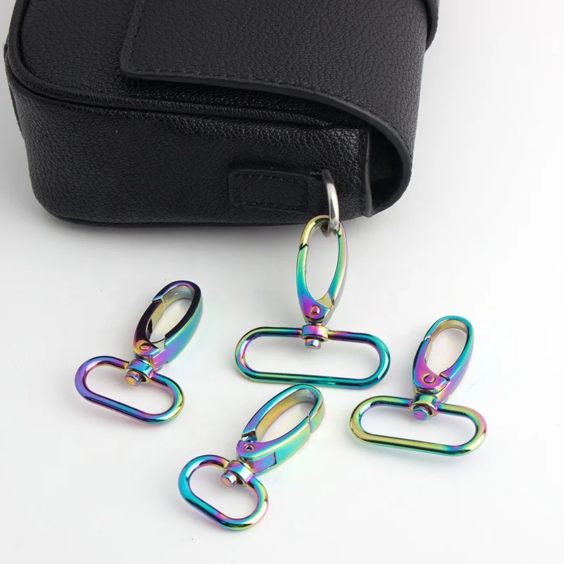 

Nolvo World Hot Sale 20 25mm 32mm 38mm Steel Swivel Thick Snap Clips Rainbow Snap Hook Dog Clasps Clips metal For handbag