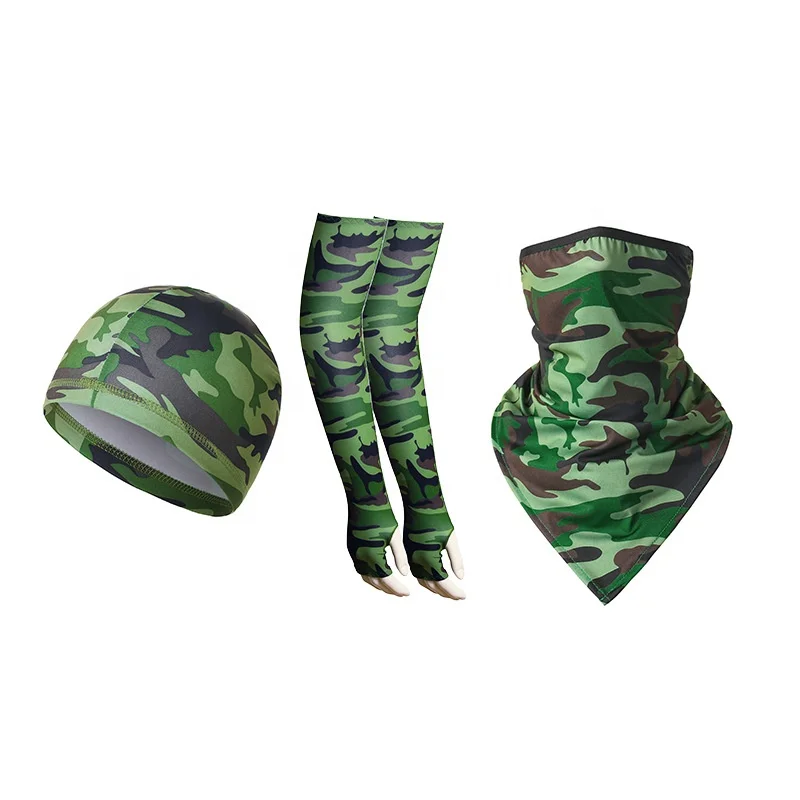 

Outdoor Sports Cycling Knitted Scarfs Arm Sleeves Head Hood Sets UV Protection Breathable Gaiter Scarf Ice Silk Cooling Sleeves, Multiple colors
