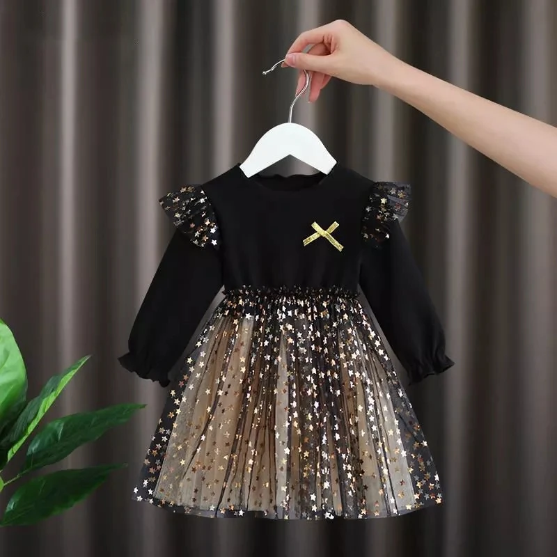 

Girls Baby Dress Spring Autumn Clothes Children's Dress Girls Fluffy Tops Little Girl Net Yarn Princess Dress For Kids