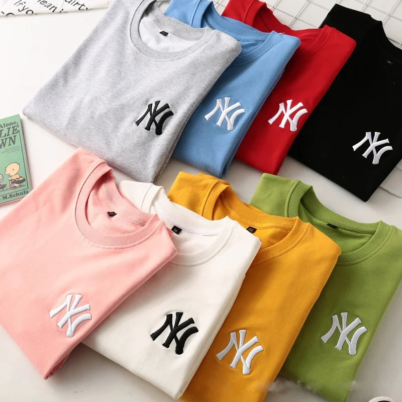 

2021 Ny Women Plus Size Sweatshirts Tops Hoodies Spring Casual Clothing Blouses Pullovers Top Solid Color T-Shirt, Customized color