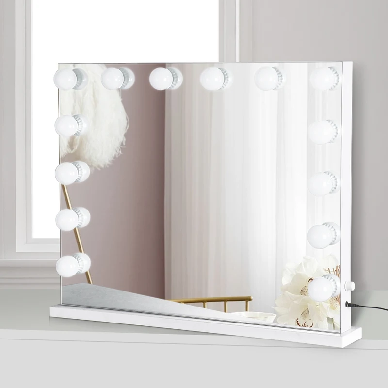 

Frameless LED Hollywood vanity makeup mirror with 14 bulbs Luxury desktop LED light make up mirror, White black