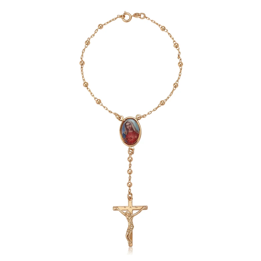 

76677 xuping jewelry elegant Fashion Jesus Mary Rosary Bracelet, Black