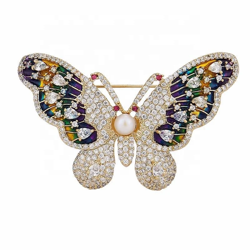 

Luxury Beautiful Colored Butterfly Brooches Pins Women Gorgeous Pin Jewelry Freshwater Pearl Wedding Bouquet Brooch Jewelry