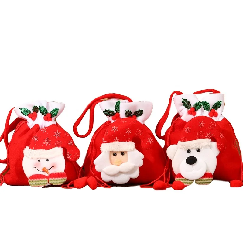 

2021 Fashion Christmas Design Children Stock Present Bags xmas eve Velvet Stocking Bags for Kids Xmas Gift Bag