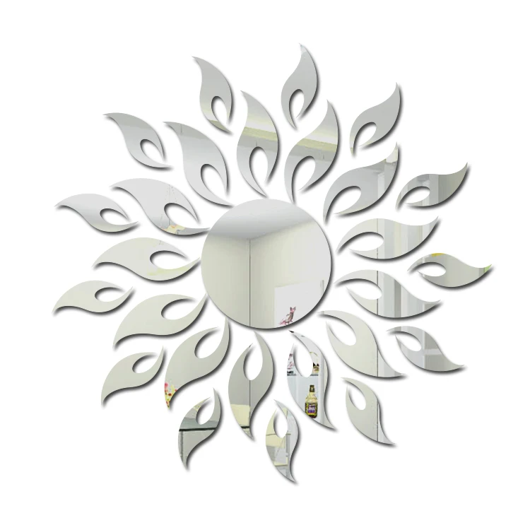 

Sun Flower Shape Home Decorative Wall Mirror Stickers, Sliver
