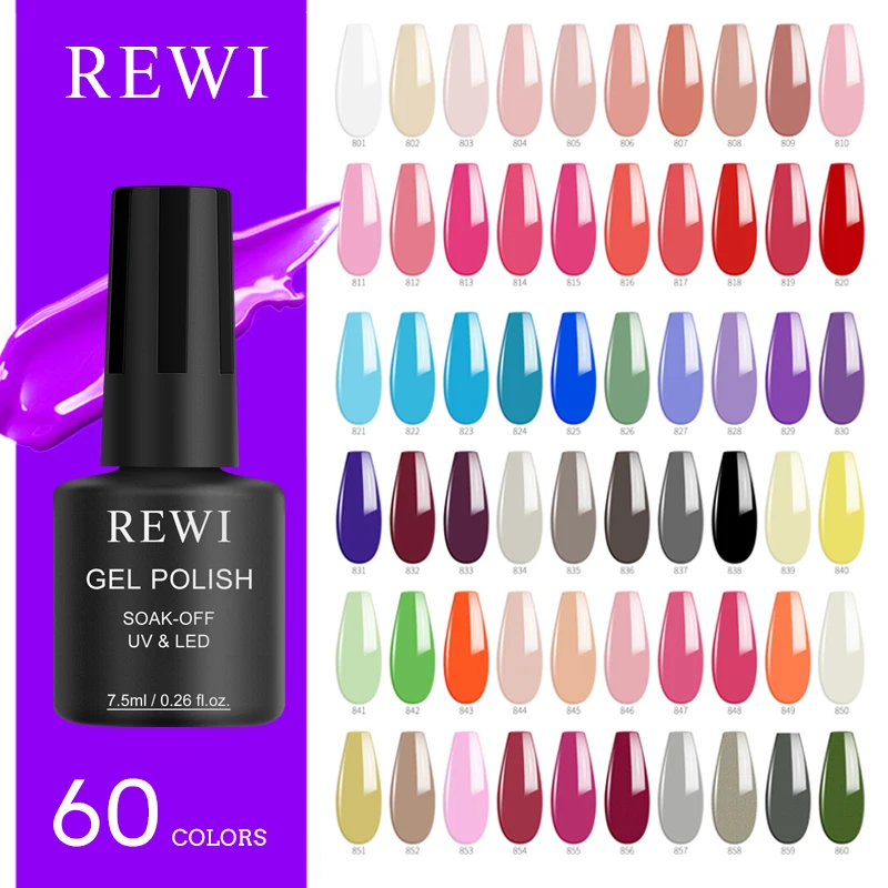 

Top Quality REWI China UV Gel Supplies Wholesale 60 Colors Nail UV Gel Polish Gift Set Kit Set For Nail Salon, 60 colors per set