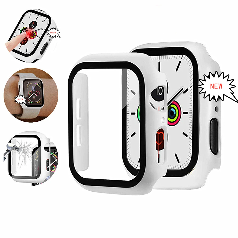 

iWatch Tempered Glass Full Screen Protector + Case iWatch 6/SE/5/4/3 For Apple Watch 44mm/42mm/40mm/38mm/T500/W26, Picture