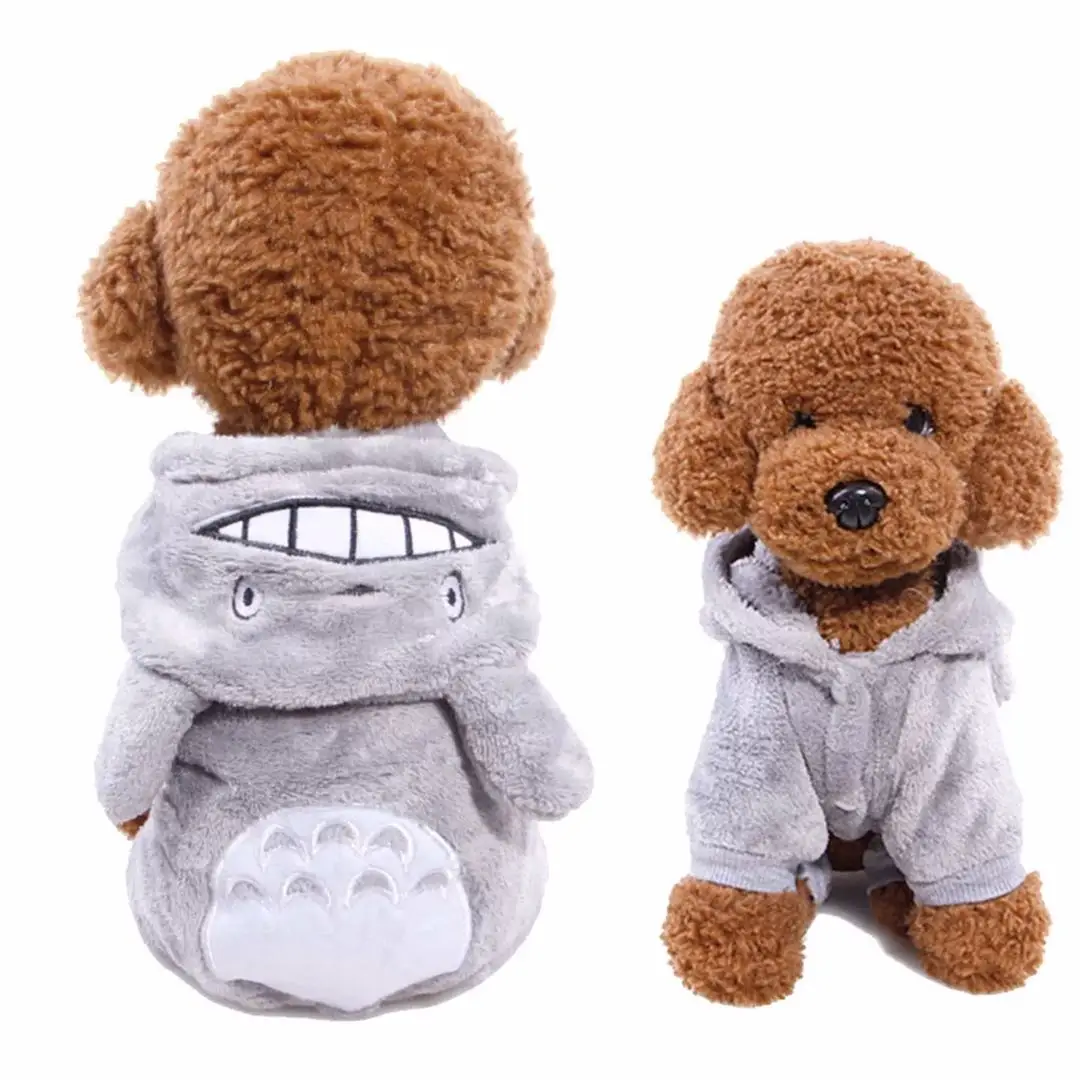 

New Autumn Pet Clothes Coral Dog Cartoon Clothing Warm and fashionable Dog Clothes Pet Product Totoro Pattern Design