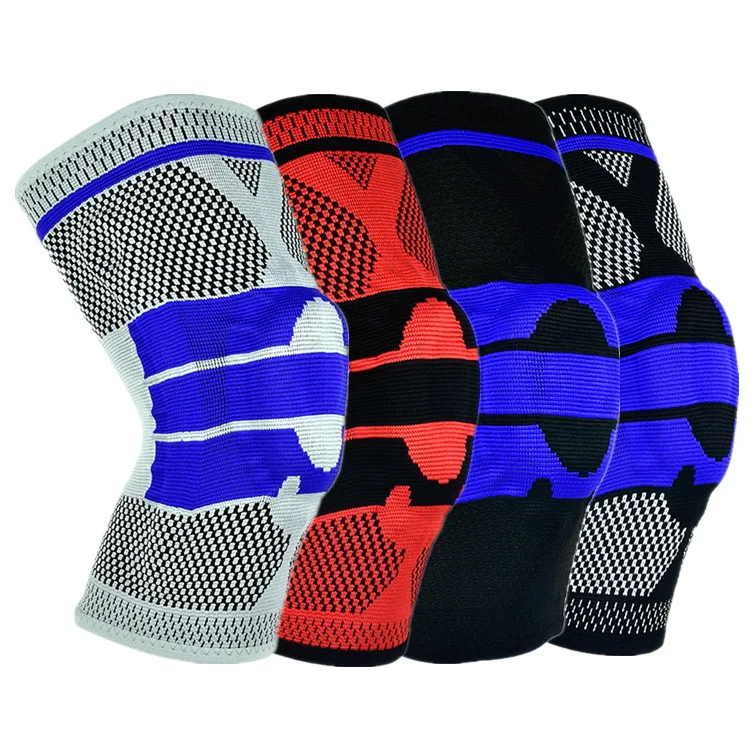 

Silicone Knee Brace Pad with spring support adjustable protect knee sleeve, 4 colors