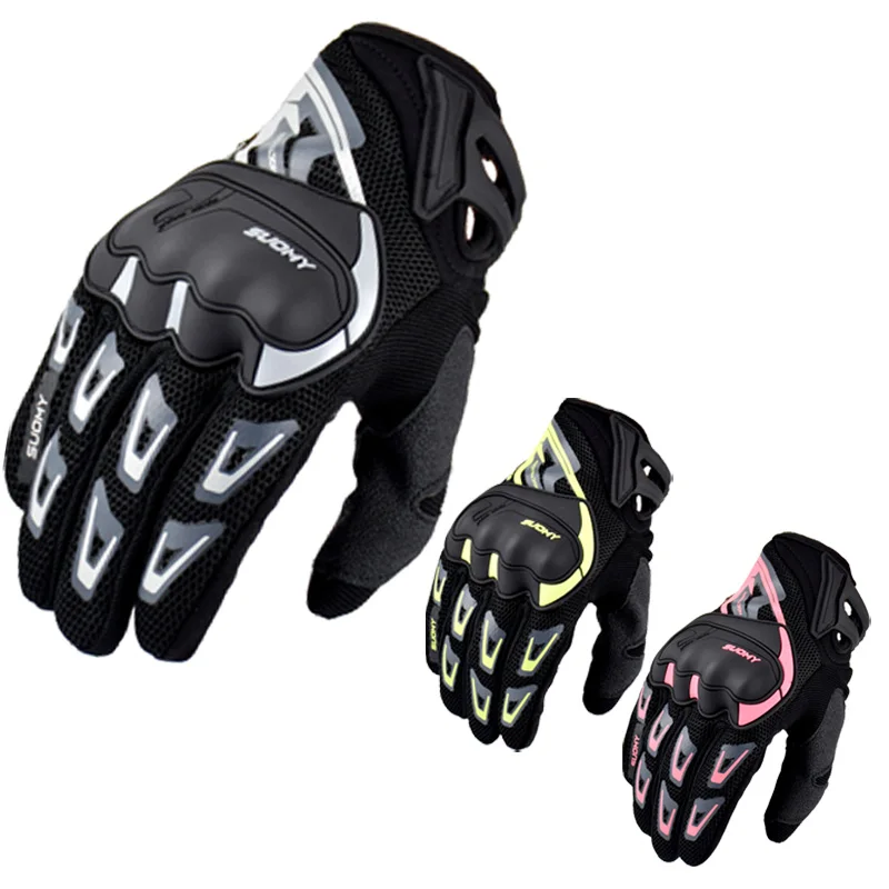 

SUOMY Summer Breathable Motorcycle Gloves Touch Screen Guantes Motorbike Protective Gloves Cycling Racing Full Finger Gloves